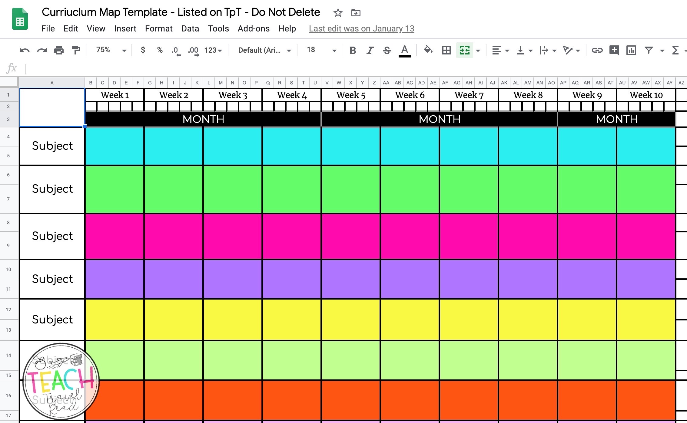 Curriculum Mapping Using Google Sheets » Teach Travel Read In Blank Curriculum Map Template