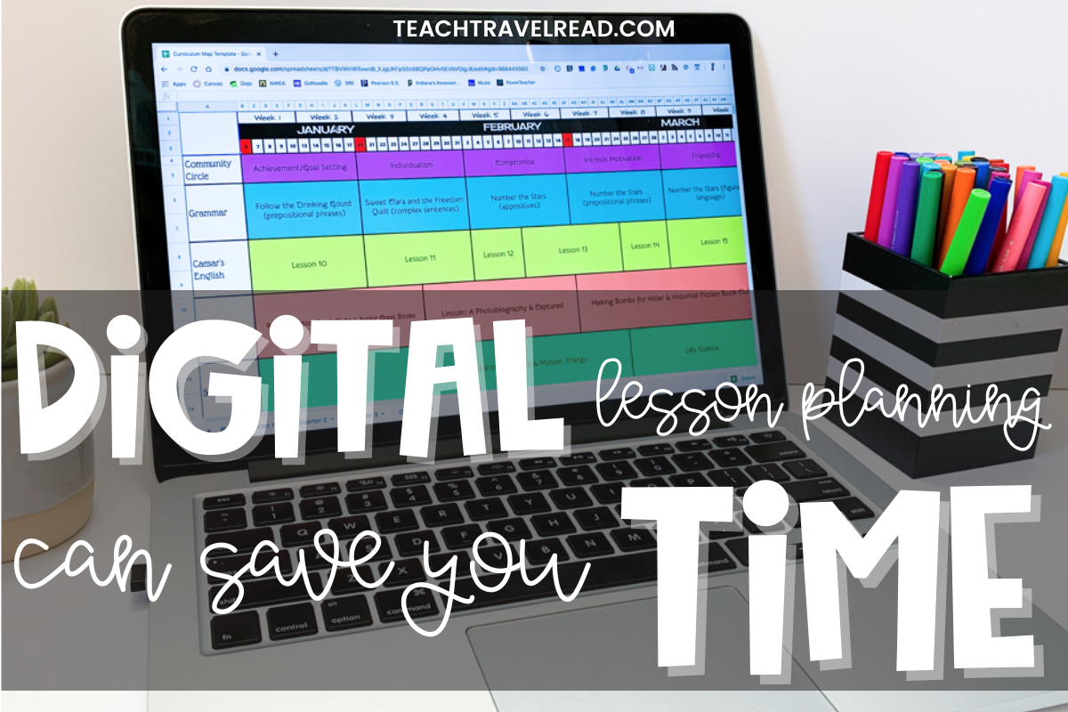 macbook laptop with digital curriculum mapping template